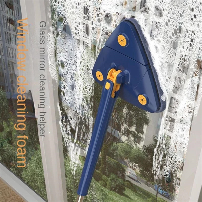 360° Rotatable Triangle Mop – Extendable Floor & Wall Cleaner