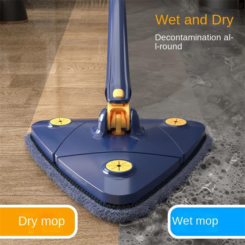 360° Rotatable Triangle Mop – Extendable Floor & Wall Cleaner